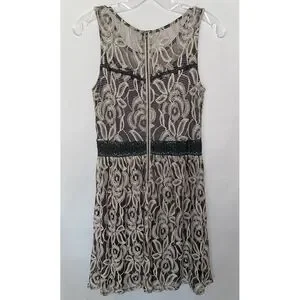chinese dress ladies 21SIX Avery Floral Lace Cut Out Dress in Beige